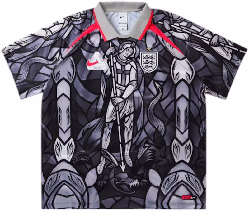 Palace x Nike England Dri-FIT Football Jersey Pewter Grey/Bright Crimson