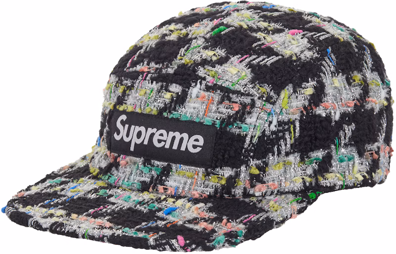 Supreme Metallic Boucle Camp Cap Black