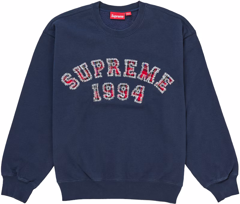 Supreme Plaid Arc Crewneck Navy