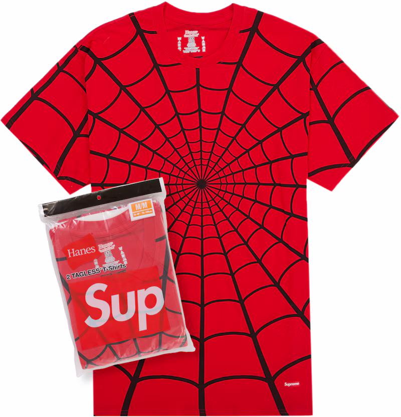 Supreme Hanes Spider-Man Tagless Tees (2 Pack) Red