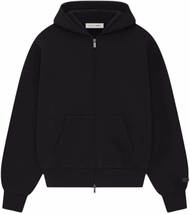 Fear of God Essentials Classic Full Zip-Up Hoodie Jet Black