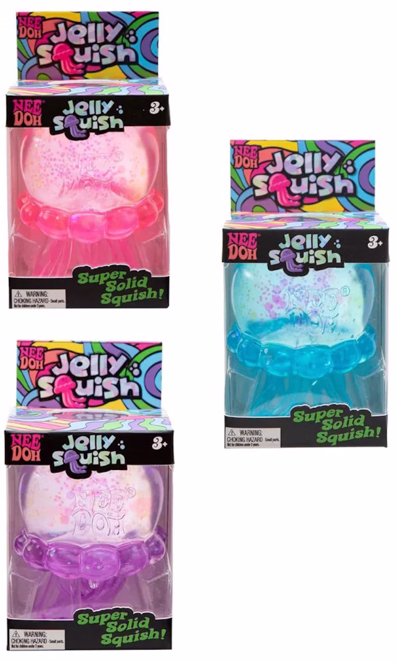 NeeDoh JellySquish Squishy Fidget Toy 3x Lot Purple/Pink/Blue