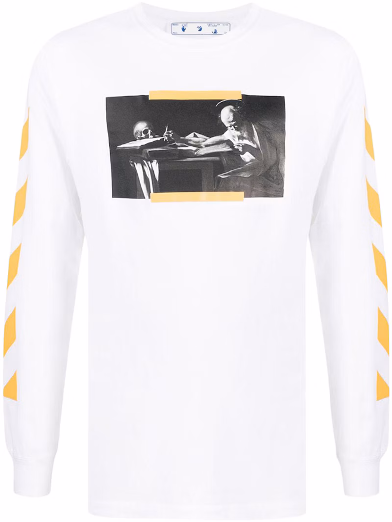 OFF-WHITE Caravaggio Saint Jerome Writing Print Longsleeve T-Shirt White/Yellow/Black