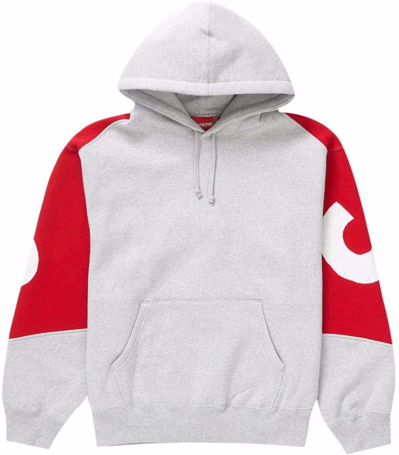Supreme Big Logo Jacquard Hooded Sweatshirt Heather Grey