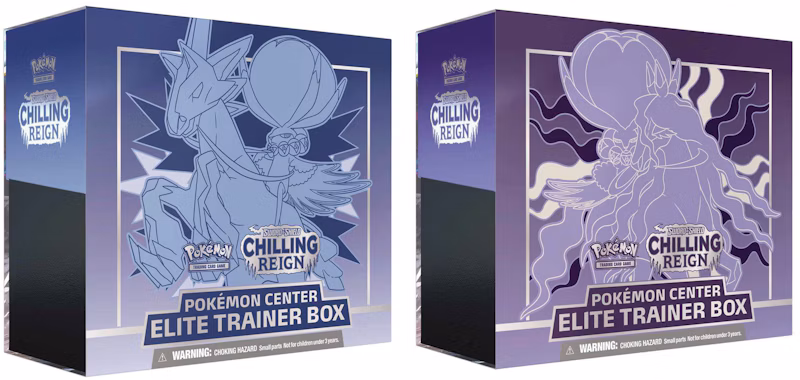 Pokémon TCG Sword & Shield Chilling Reign (Pokémon Center Exclusive) Elite Trainer Box Ice Rider Calyrex/Shadow Rider Calyrex 2x Bundle