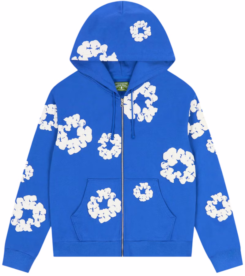 Denim Tears Cotton Wreath Zip Hoodie Blue