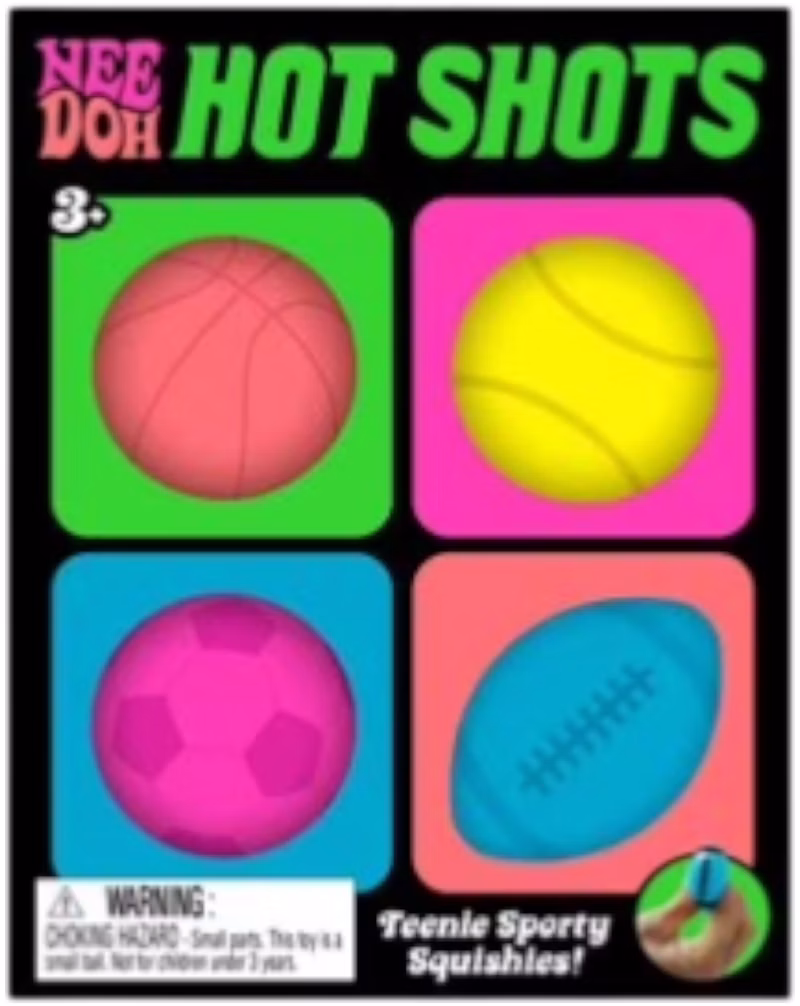 NeeDoh Schylling Teenie Hot Shots Squishy Fidget Toy Set of 4 Orange/Green/Pink/Blue