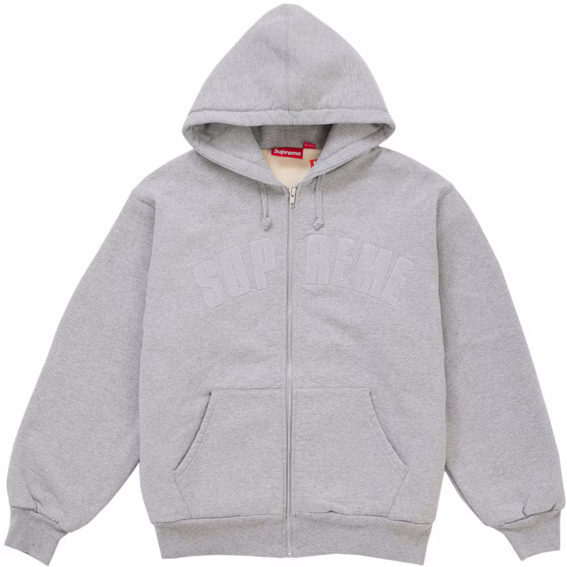 Supreme Arc Thermal Lined Zip Up Hooded Sweatshirt (FW26) Heather Grey