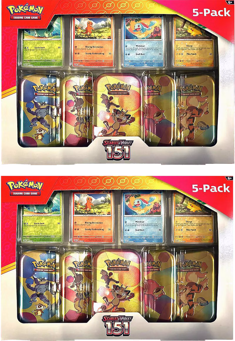 Pokémon Scarlet & Violet 151 Costco 5 Mini Tin Bundle 2x Lot (Tin Art Mary Vary)