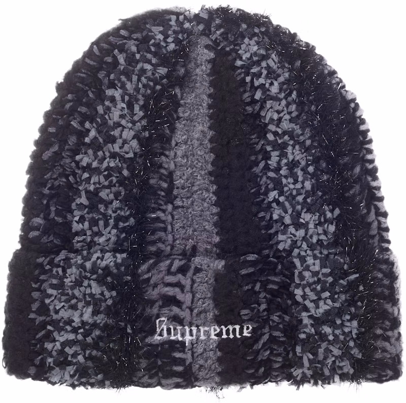 Supreme Tinsel Stripe Beanie Black