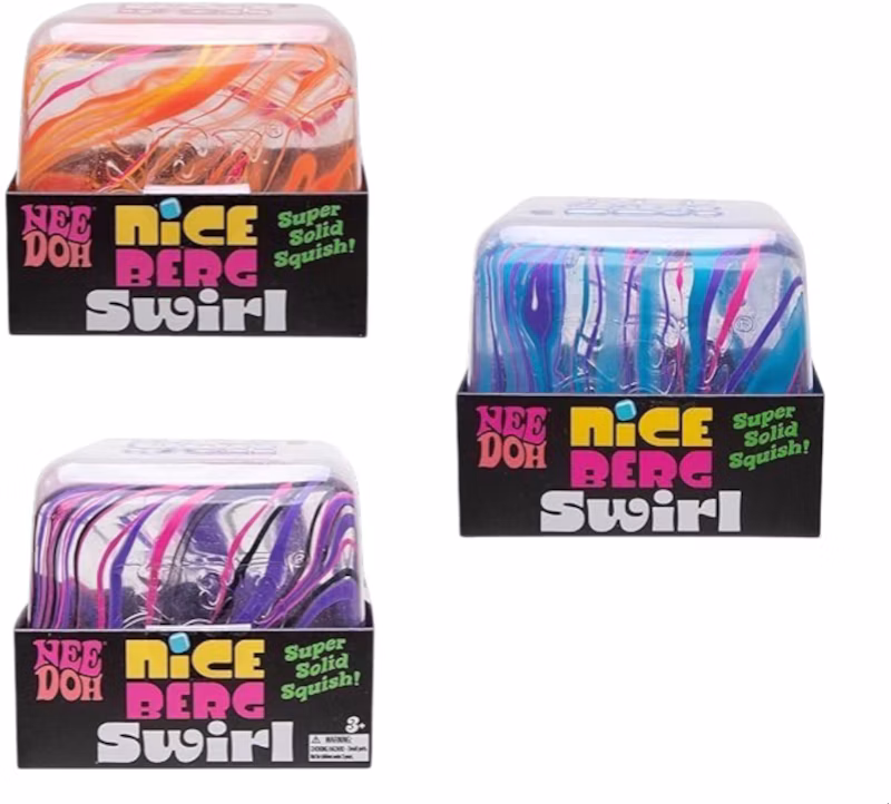 NeeDoh Jumbo Swirl Nice Berg Squishy Fidget Toy 3x Lot Orange/Blue/Purple