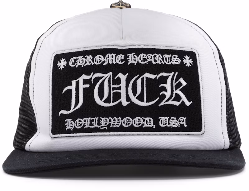 Chrome Hearts FUCK Hollywood Trucker Hat Black/White