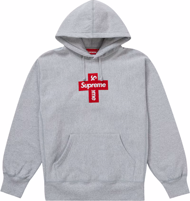 Supreme Cross Box Logo Hooded Sweatshirt Heather Grey