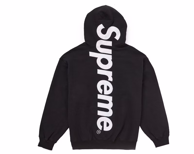 Supreme Satin Applique Hooded Sweatshirt FW24 Black