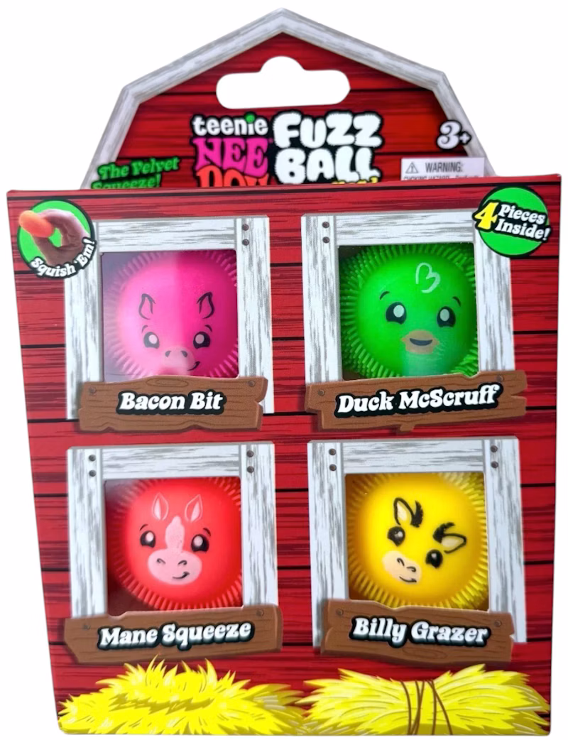 NeeDoh Barnyard Fuzzball Squishy Fidget Toy 4-Pack