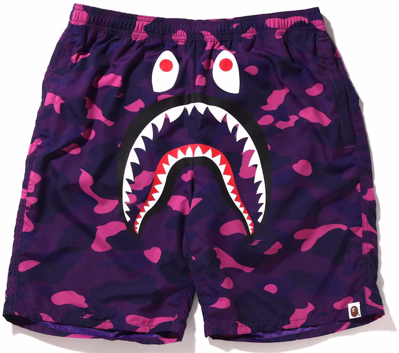 BAPE Color Camo Shark Beach Shorts (SS22) Purple