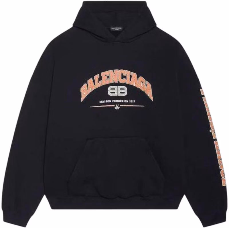 Balenciaga Wide Fit Hoodie Black/Orange/White