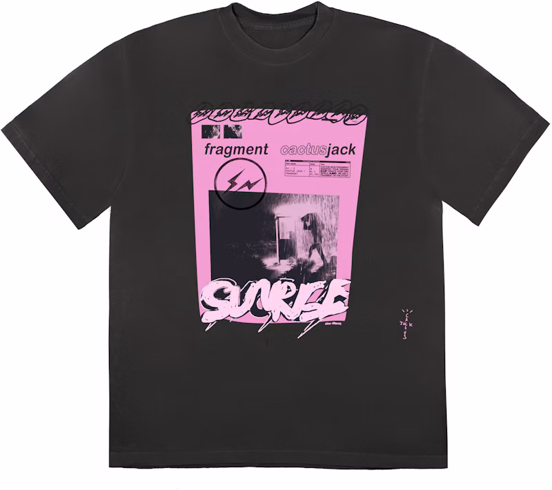 Travis Scott Cactus Jack For Fragment Pink Sunrise T-shirt Washed Black