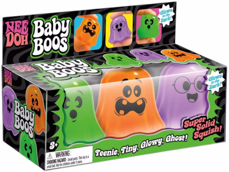 NeeDoh NeedDohWeen Baby Boos Box of 3 Squishy Glowy Ghosts (Artwork May Vary)