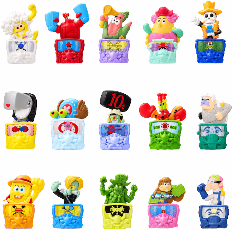 McDonald's X One Piece Spongebob Happy Meal Toys Complete Set of 15