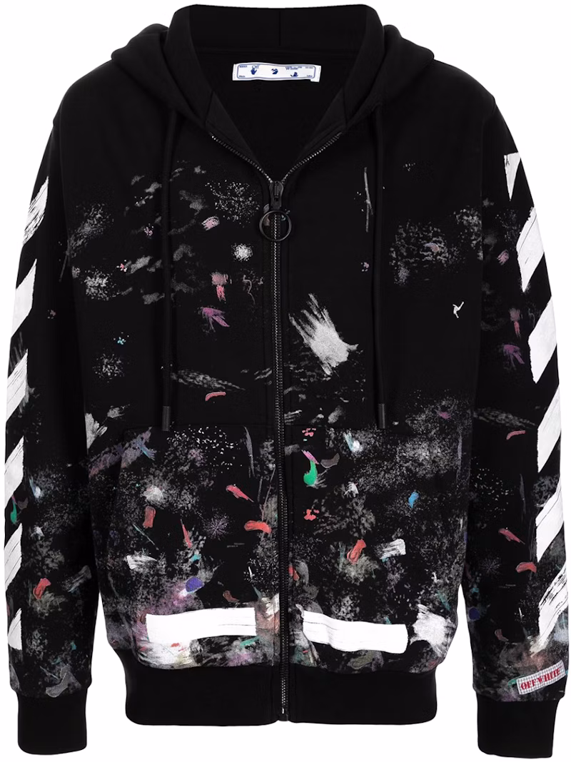 OFF-WHITE Galaxy Brushed Zip Up Hoodie Black