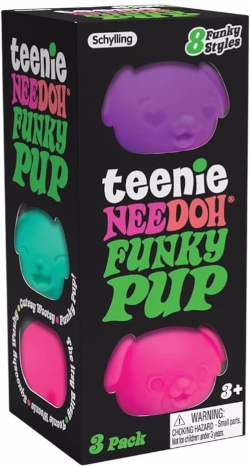 NeeDoh Teenie Funky Pups Squishy Fidget Toy Set of 3 Multicolor