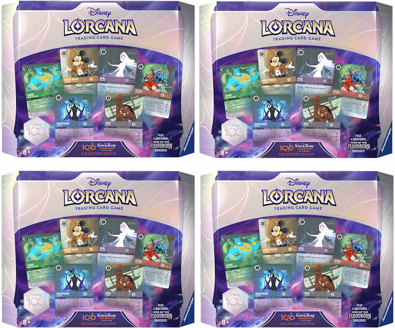 Disney Lorcana TCG Disney100 Collector's Edition Rise of the Floodborn Booster Pack 4x Lot