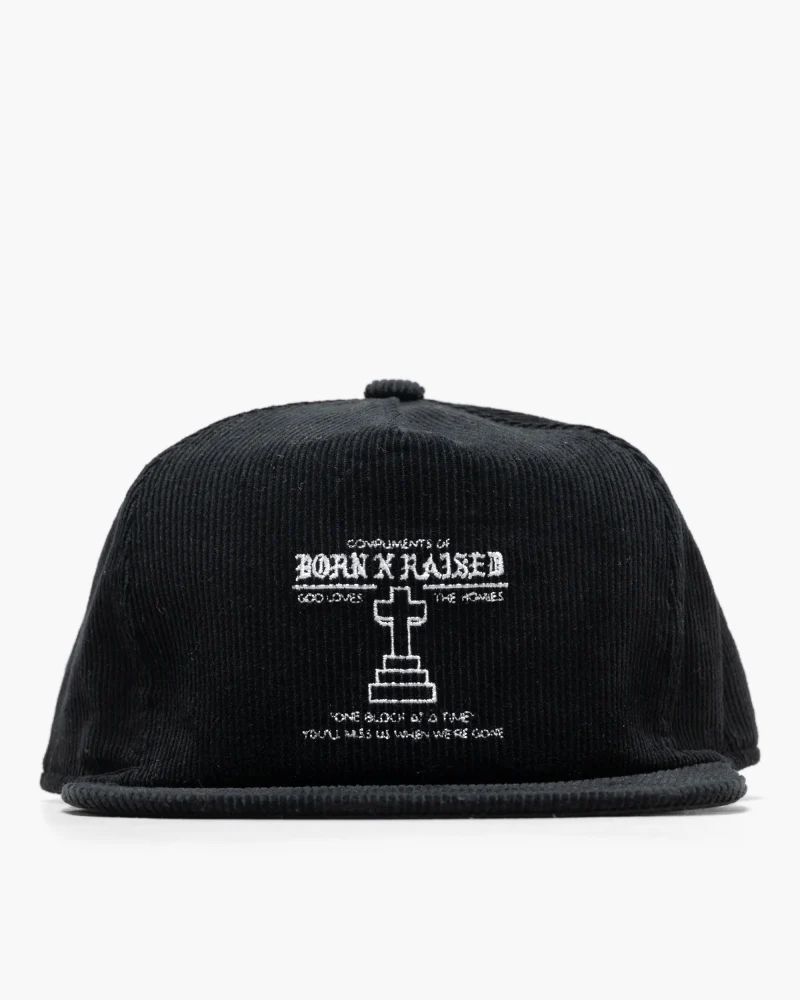 Born x Raised Compliments Of BXR Corduroy 5 Panel Snapback - Black