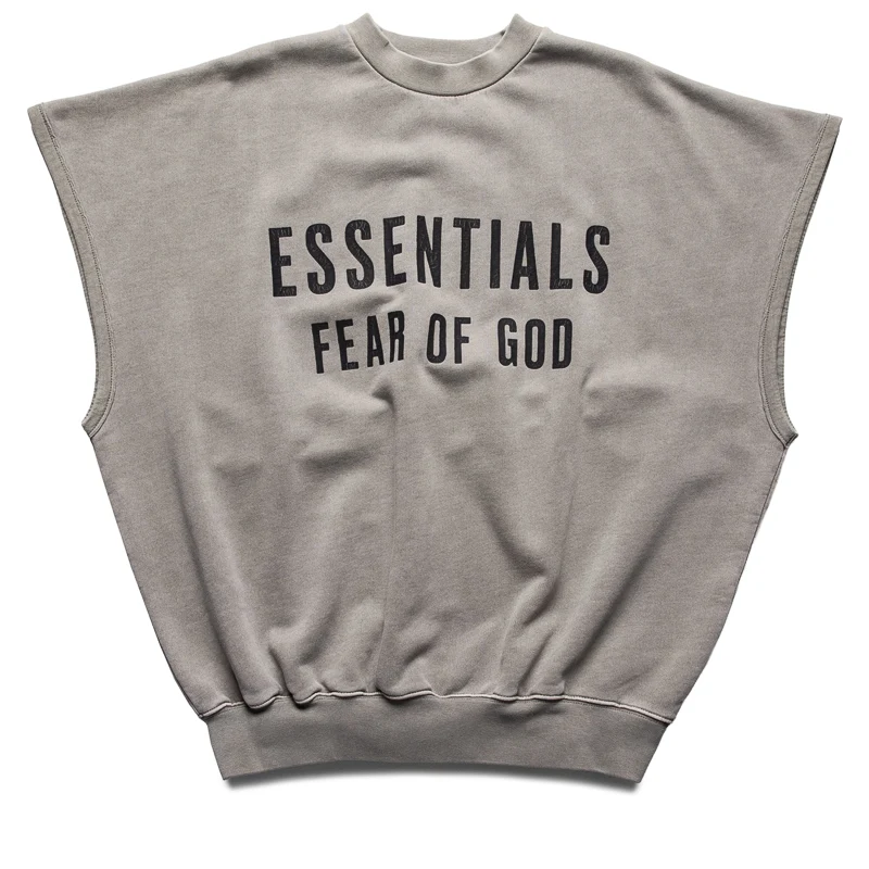 Fear Of God Essentials Relaxed Fleece Cutoff Sweatshirt - Washed Seal