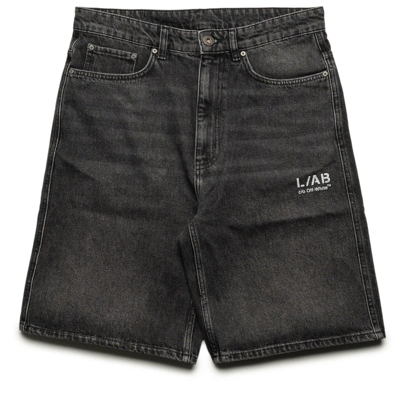 L/AB c/o Off-White Diagonal Denim Short - Phantom Black