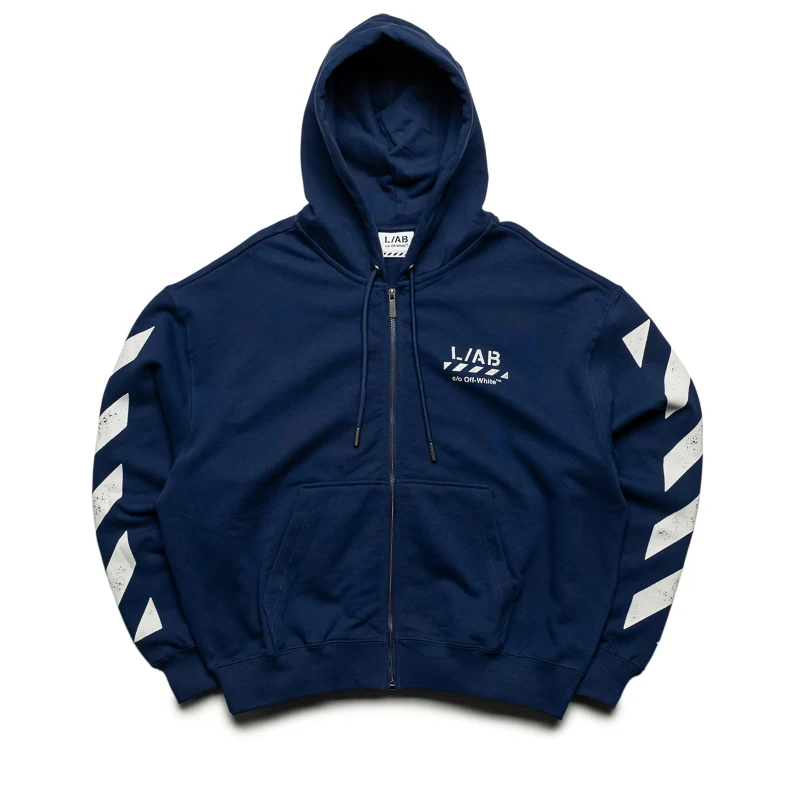 L/AB c/o Off-White Diagonal Full Zip Hoodie - Marine