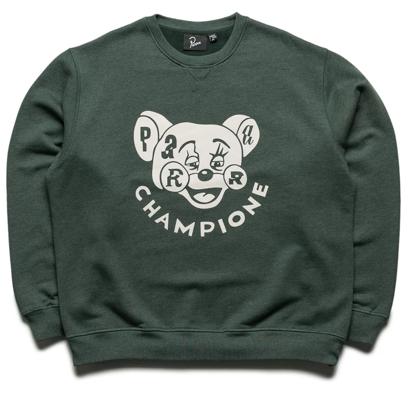 Parra Tired Champione Crewneck - Pine Green