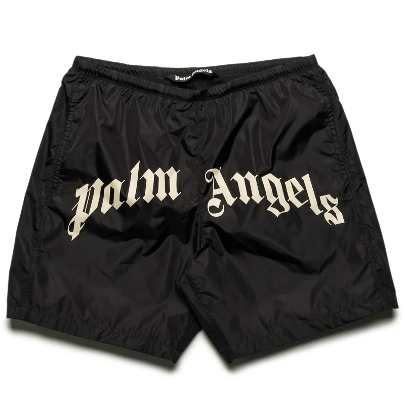Palm Angels Curved Logo Classic Swimshort - Black