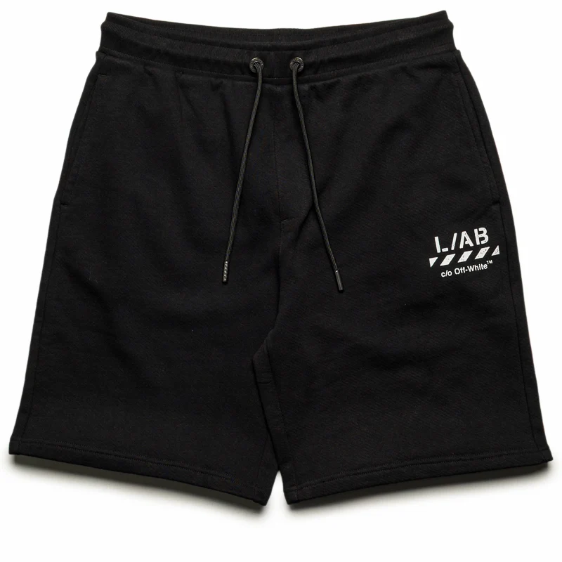 L/AB c/o Off-White Diagonal Open Hem Jogger Shorts - Black