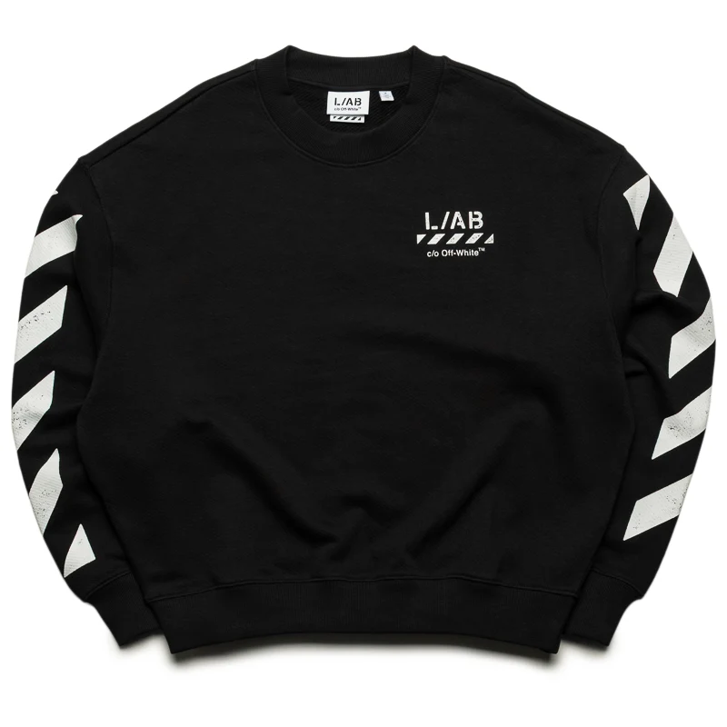 L/AB c/o Off-White Diagonal Crewneck - Black