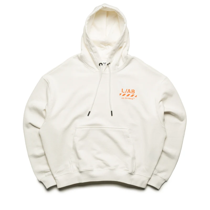 L/AB c/o Off-White Diagonal Hoodie - White/Orange