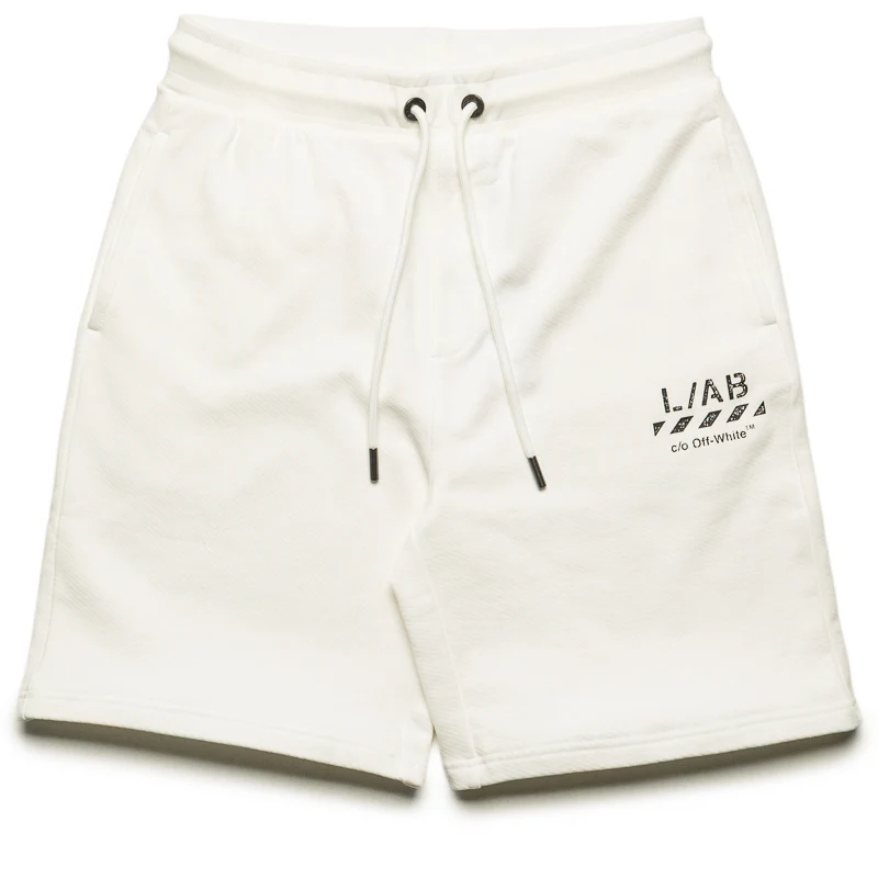 L/AB c/o Off-White Diagonal Open Hem Jogger Shorts - White