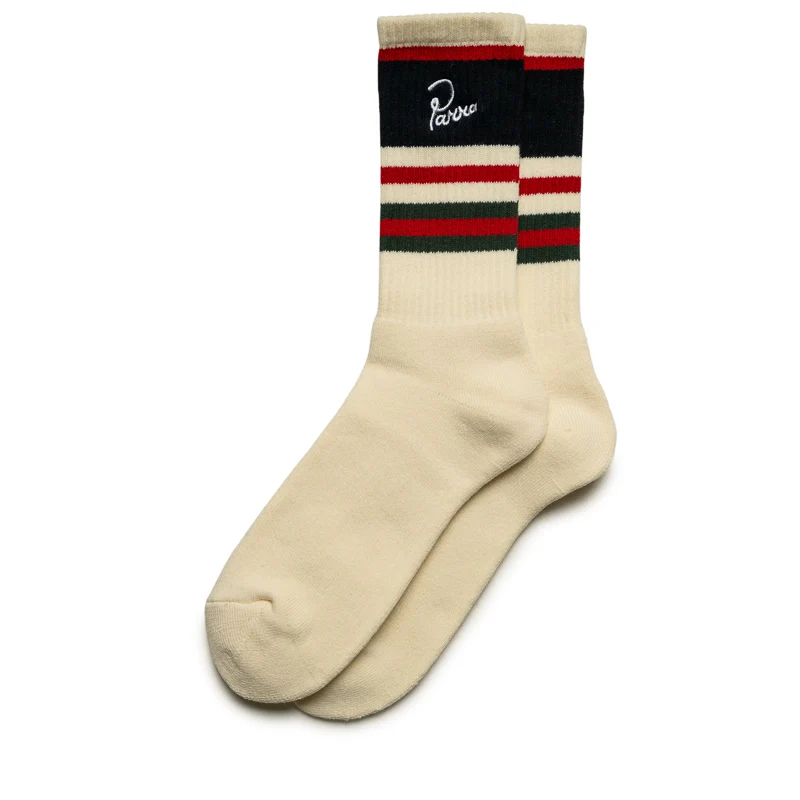 Parra Signature Striped Crew Socks - White