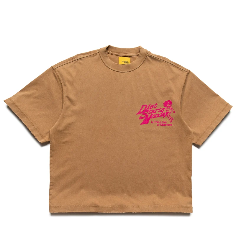 Diet Starts Monday Gogo Tee - Washed Tan/Pink