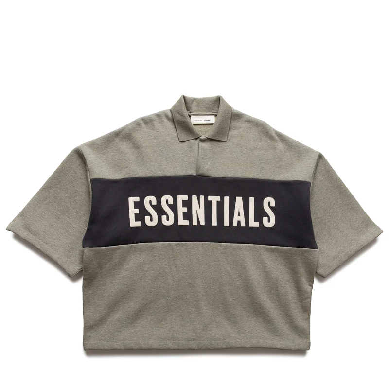 Fear Of God Essentials Cropped Paneled Polo - Seal Heather/Iron Grey